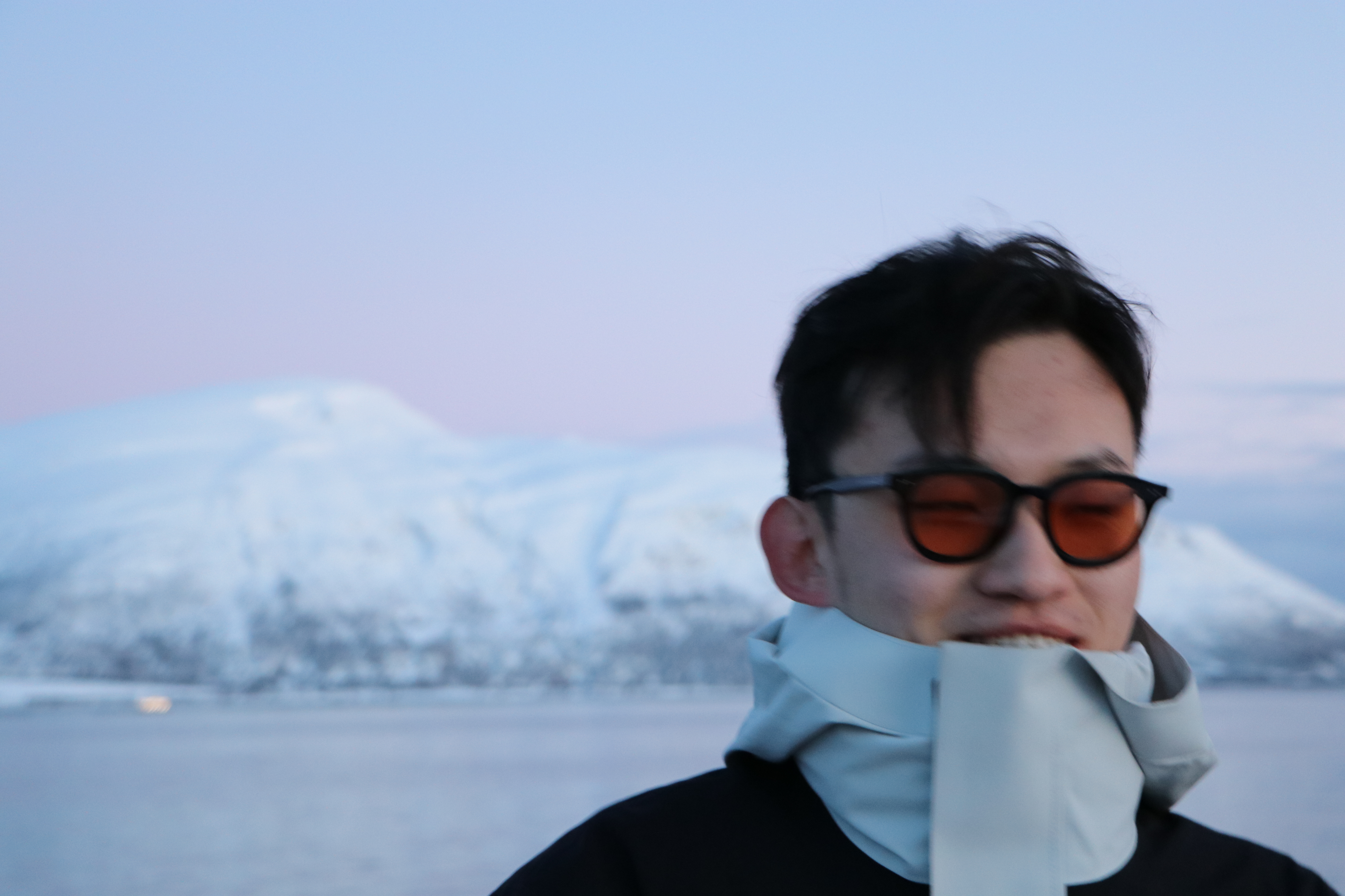 Simon Bai in a snowy mountain landscape